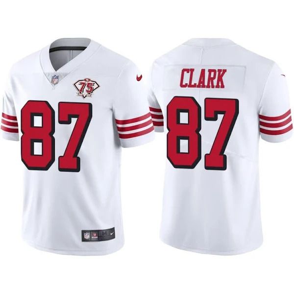 Men San Francisco 49ers #87 Dwight Clark Nike White 75th Anniversary Vapor Limited NFL Jersey